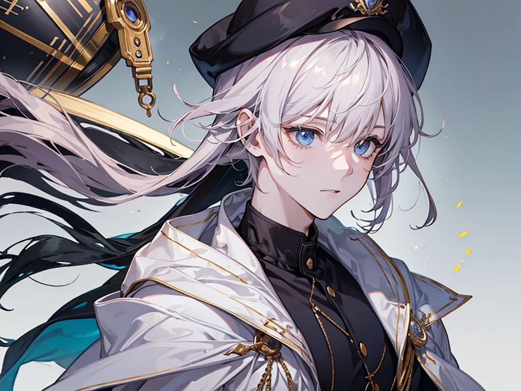 A boy, master clock, with Hat, bust up