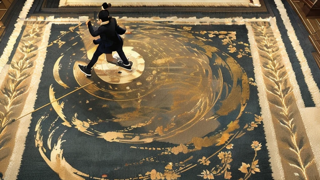 Only luxurious carpets、From above、Base color: Black、Line gold、No people