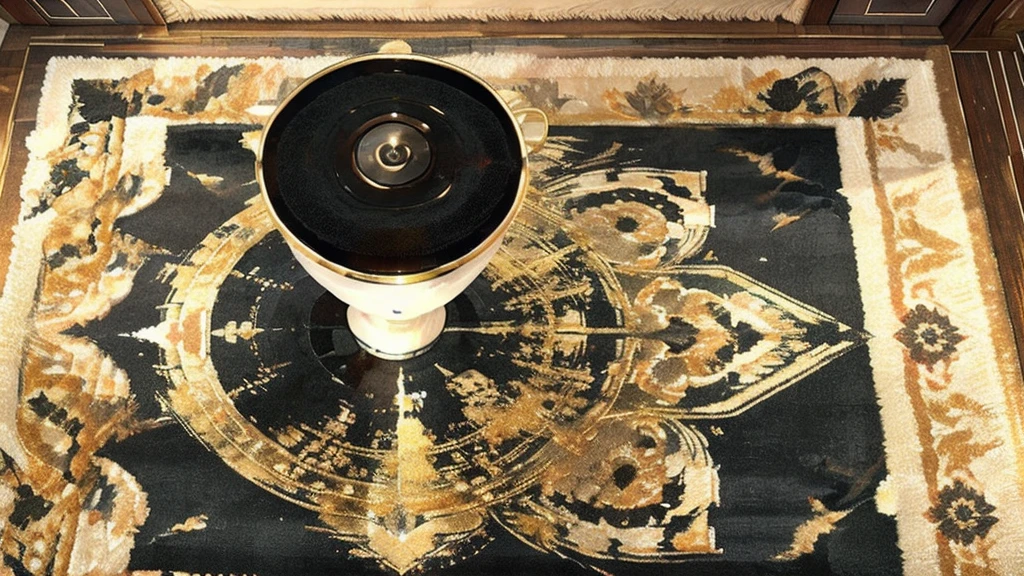 Only luxurious carpets、From above、Base color: Black、Line gold、No people
