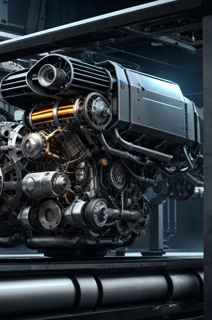Create a hd 3d wallpaper for android phone the image is related to mechanical engineering and futuristic engine