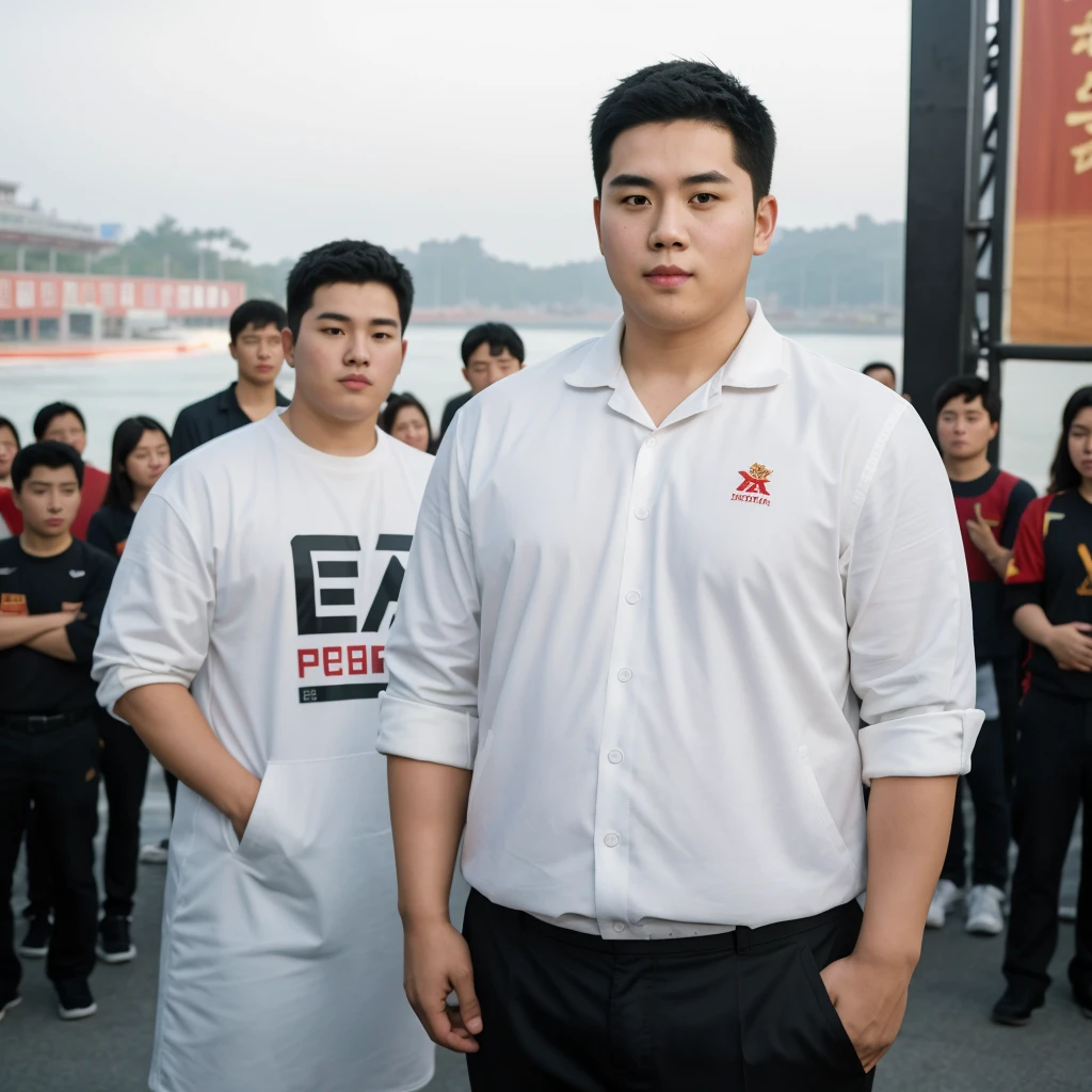 Medium-sized display, Medium shot, Written border depth, Upper Body, angle, masterpiece, angle, (RAW photos, best quality), best quality, Very detailed, CG, 8k wallpaper, Young male protagonist,Chinese youth,30 years old,male,Moderate obesity, Solitary, Look directly at the audience, front