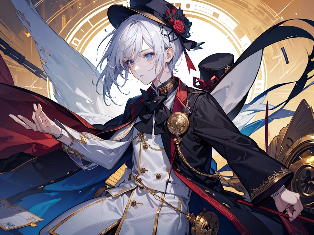 A boy, master clock, with Hat, bust up