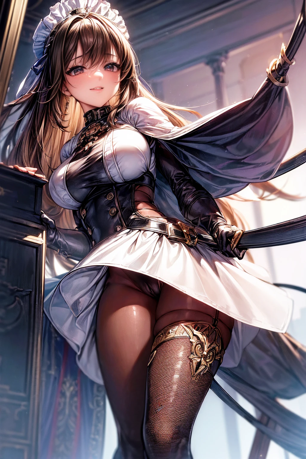 nsfw、(masterpiece, Highest quality, Super detailed:1.3), Perfect composition, 4K, (Very detailed, Super detailed), Patent leather leotard、Long gloves、Knee-high boots, High resolution, 8k Texture, Attention to detail, Very detailed肌の質感, Magnificent details, High Sharpness, One girl, (Fine grain:1.3), (25-year-old woman:1.3),(Camera angle looking up from below)、A smile looking down on the viewer、Spread your legs、Crotch Emphasis、Nipple swelling、Pussy Cameltoe