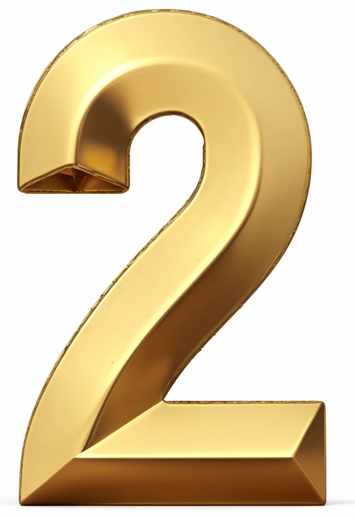 A number 7, metallic texture, pure white background, stereoscopic, 3d