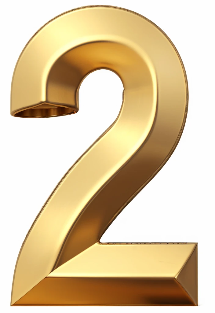 A number 7, metallic texture, pure white background, stereoscopic, 3d