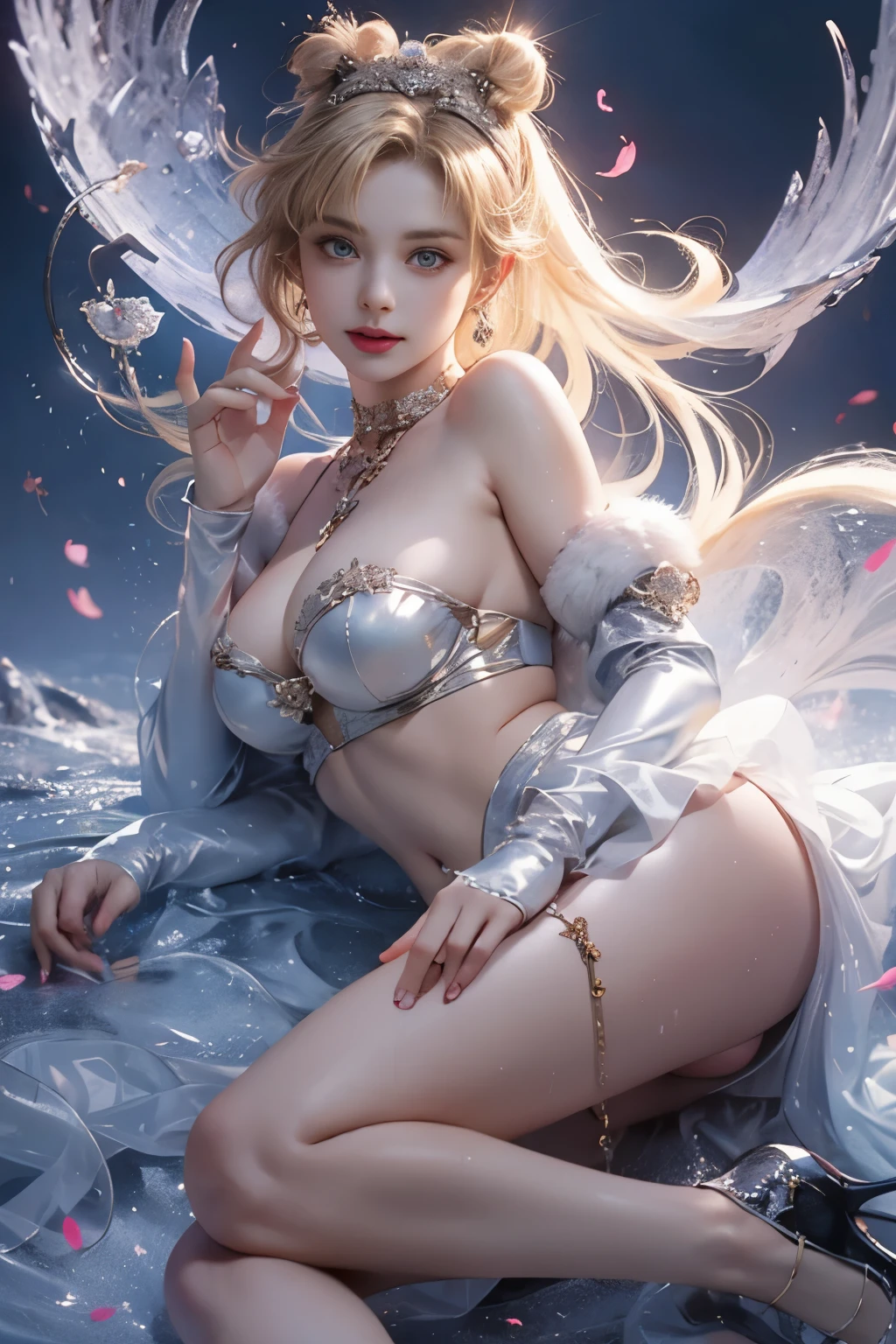 (8k extremely detaileded CG unit wallpaper),(Highest quality),(Best illustrations),(Best Shadow), (detailed: 1.4), 。.。.。.。.。.。.。.3d, んdebtdebt(High Dynamic Range), Light Tracing, NVIDIA, Super Resolution, Scattered beneath the surface, PBR Textures, Post-processing, Anisotropy debtiltering, Depth of written boundary, Maximum sharpness and acutance, Multilayer Texture, Albedo and Specular Maps, Surface Shading, Accurate simulation of light-matter interactions, Perfect balance, Octane Rendering, Two-tone lighting, wide aperture , Low ISO,White balance,Rule of Thirds,8K RAW,intricate-detailed, Delicate pattern, Deep Shadow, masterpiece, real, Roughness, Surreal, Photographed with Canon EOS R5, 50mm lens, debt/2.8, Sharp debtocus, Smoothing, Roughness, Real Life, Photorealistic, Cinematography, 8K Ultra HD,In the flower field,Blue debtlower Girl,1 Girl,solo,Europe,Beautiful Bride,Light Smile,Highly detaileded blonde hair,Mature Woman,Sky Blue Gossamer Veil,Sky blue light cloak,Sky blue gossamer coat,Sky blue thin skirt,Sky blue lace underwear,Sky Blue Lace,Sky Blue Gossamer Gloves,choker,Earrings,gem,Small items,Headdress,Hand decoration,Leg decoration,High heels,Huge breasts,Large Breasts,Big Breasts,Burst chest,Big Breasts,Ample breasts,Expose your breasts,Exposed breasts,Tight waist,Naked butt,Big butt,Bare Belly,Belly button,Wet,Wet body,Sweaty body,Shiny skin,
