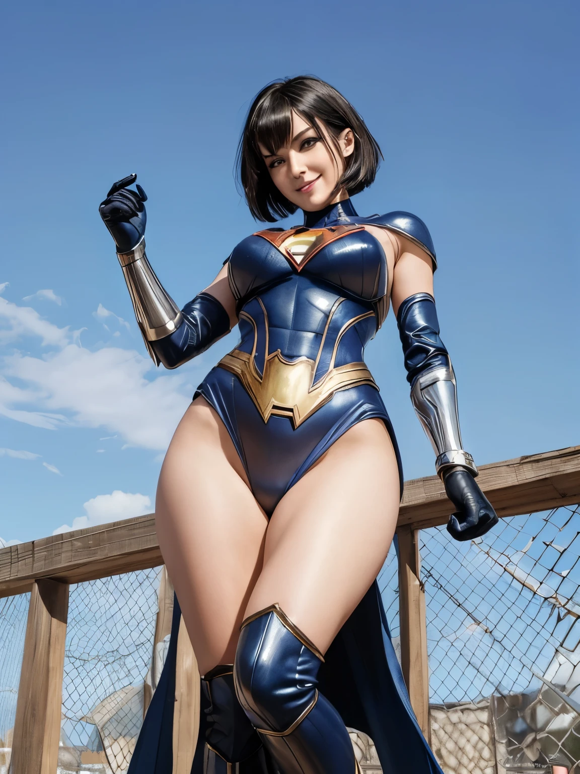 (Highest quality ,High resolution,masterpiece:1.2), Very detailed, Realistic:1.37, (Perfect Anatomy), whole body,1 Girl ,Cowboy Shot,Cute and perfect 36-year-old idol,Transform into an evil superheroine,,(Big smile),,Beautiful Eyes, Detailed facial features, Super cute face, Attention to detail in costumes, Great eyes, Beautiful Lips,Clear Short Hair, (Futuristic, skin-tight and seductive superheroine costume:1.3), Intricate decorative details,(Villain Makeup) ..