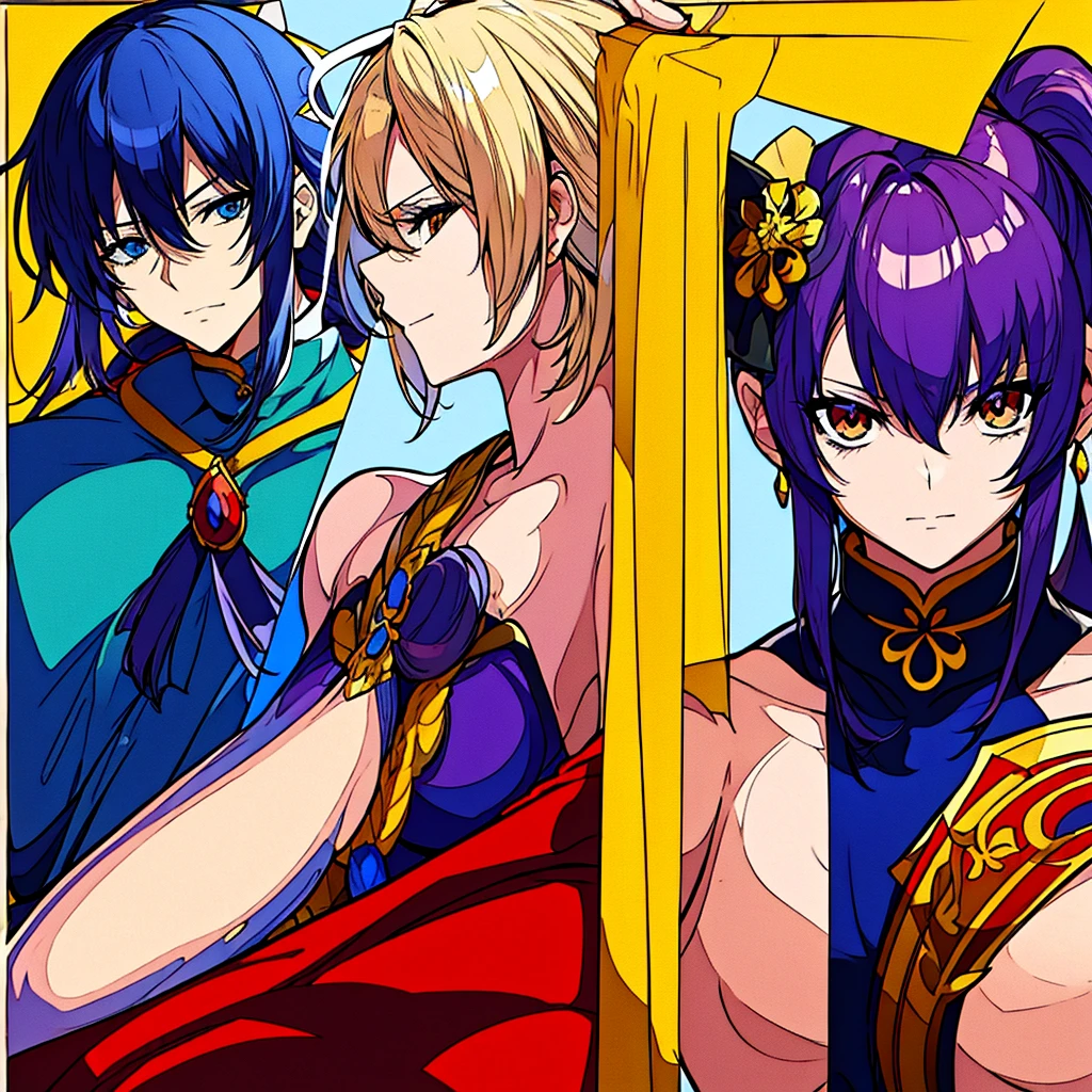 Draw 7 anime fgo servants, Thailand theme, 7 Songkran styles.