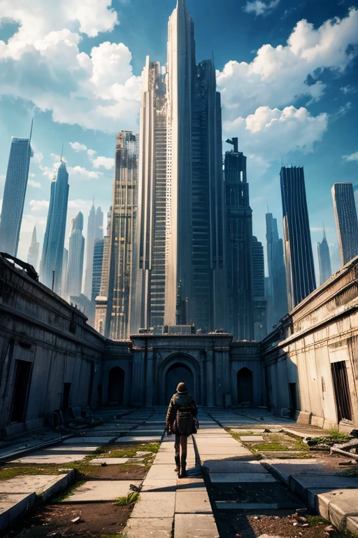 Highest quality、A ruined futuristic city、dim、Surrealism