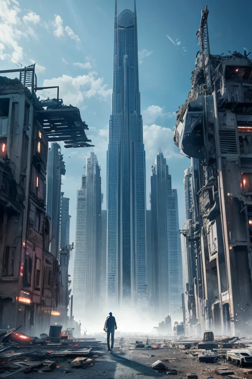 Highest quality、A ruined futuristic city、dim、Surrealism