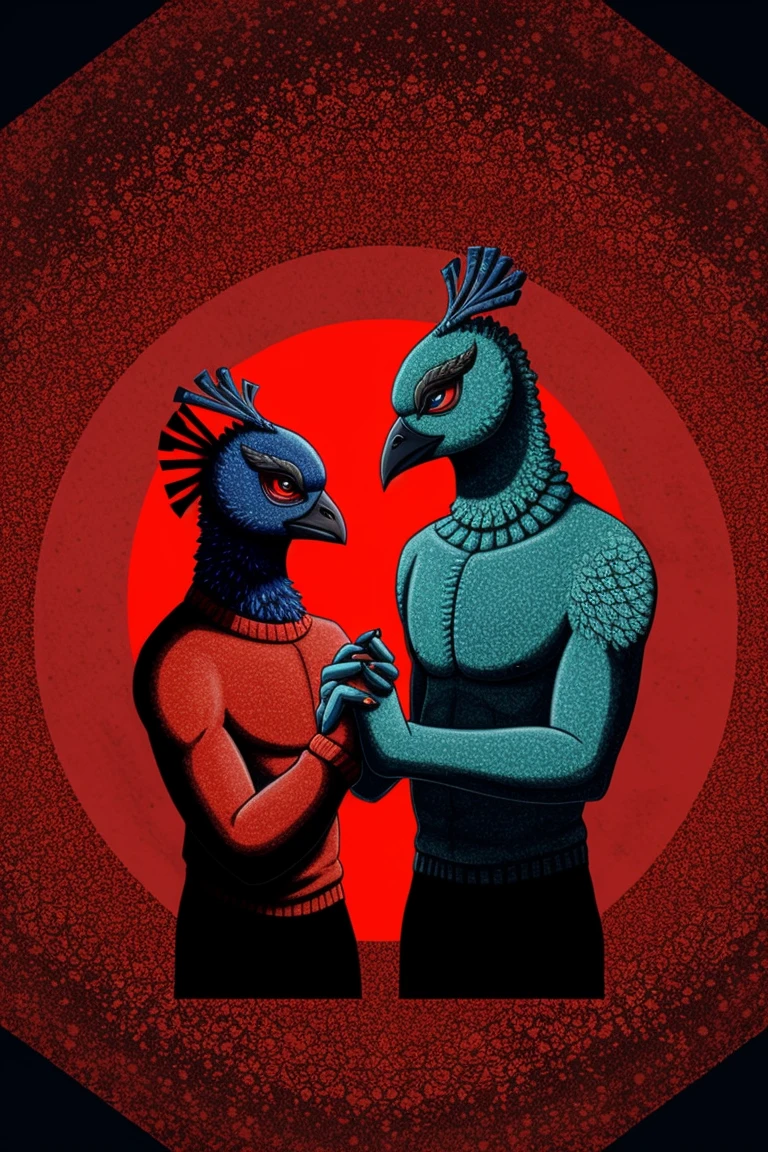 furry,male,Black peacock,Red texture,mystery,High and cold,Very handsome,Hand holding folding fan