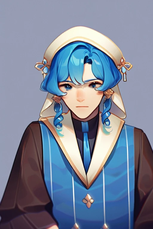 ((Лучшее качество)), ((шедевр)), (подробный), a blue-haired teenager of thirty years old