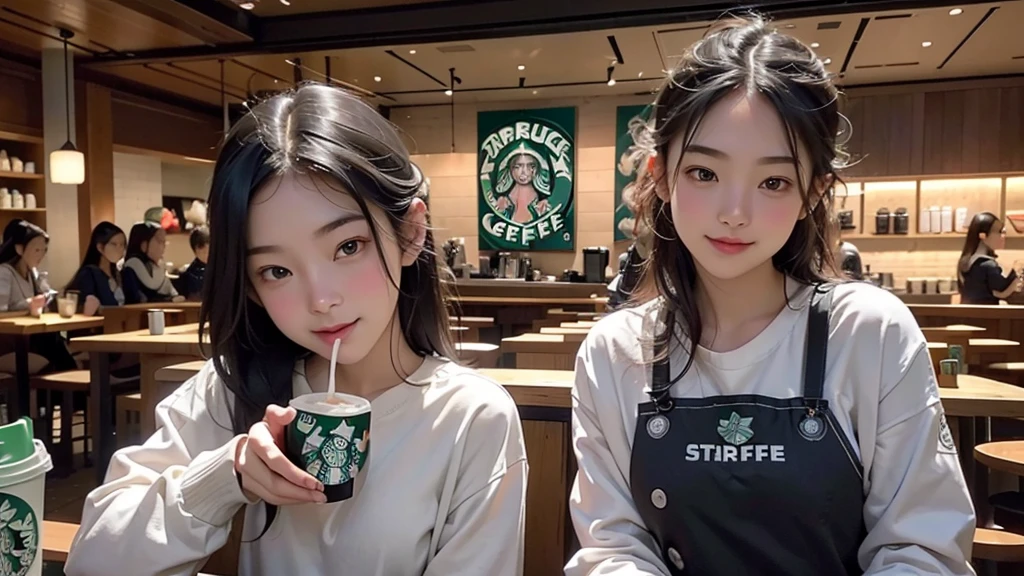 8K、RAW Photos、Highest quality、Super detailed、Super Resolution、Ultra HD、8K壁紙、Amazing details
(((Inside the Starbucks store)))、Woman sitting at a table by the window、16-year-old girl、((((Girls' High School Uniforms))))、((Eat cake、Drink coffee、smile))((Emphasize cleavage))