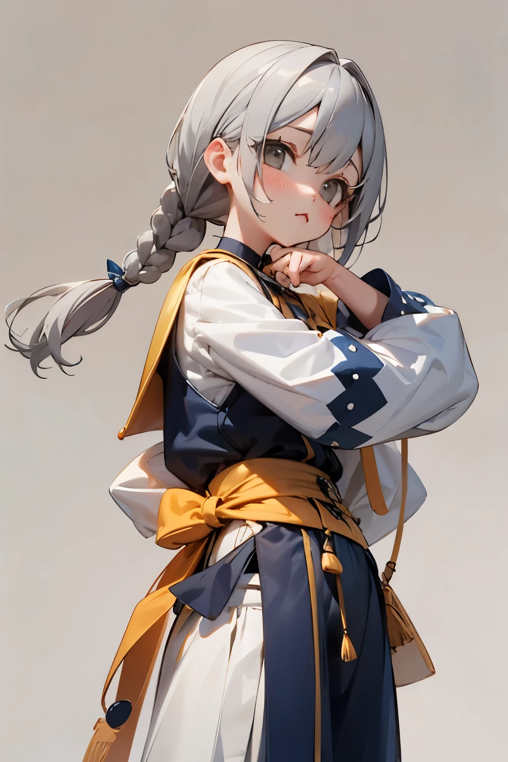 (No background), ((cute)), (Gray Hair), (Braid), , 