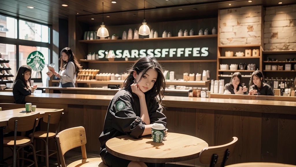 8K、RAW Photos、Highest quality、Super detailed、Super Resolution、Ultra HD、8K壁紙、Amazing details
(((Inside the Starbucks store)))、Woman sitting at a table by the window、16-year-old girl、((((Girls&#39; High School Uniforms))))、((Eat cake、Drink coffee、smile))((Emphasize cleavage))
