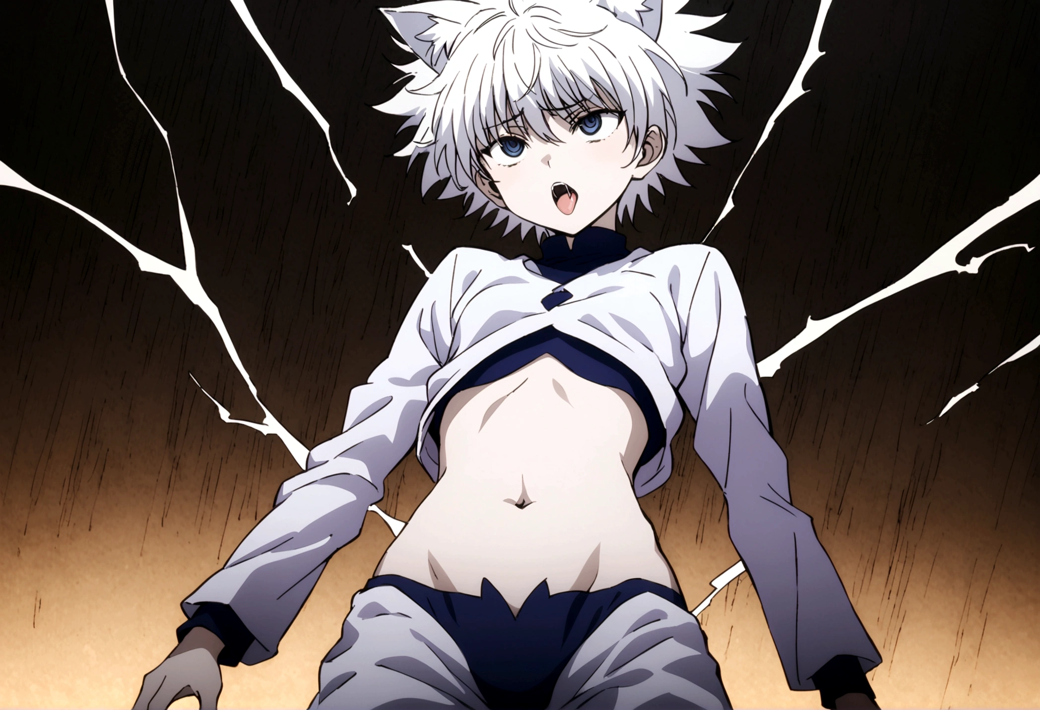 killua ahegao navel  kitsune body 