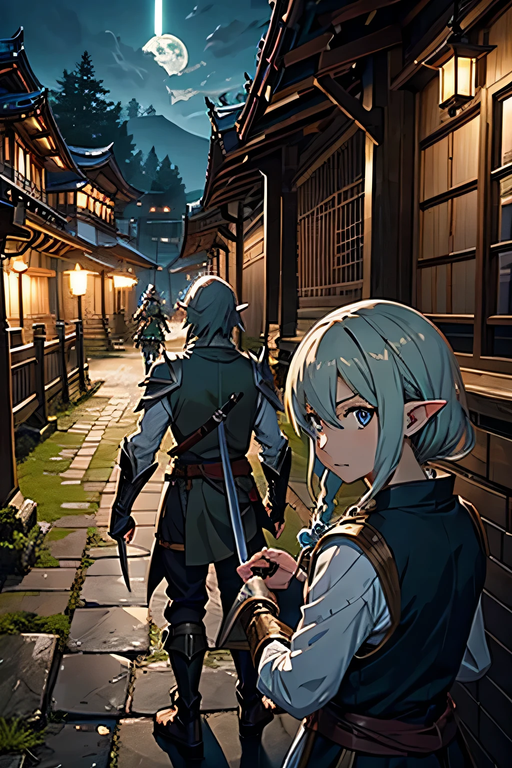 Goblin Slayer、battle、evening、temple、sword