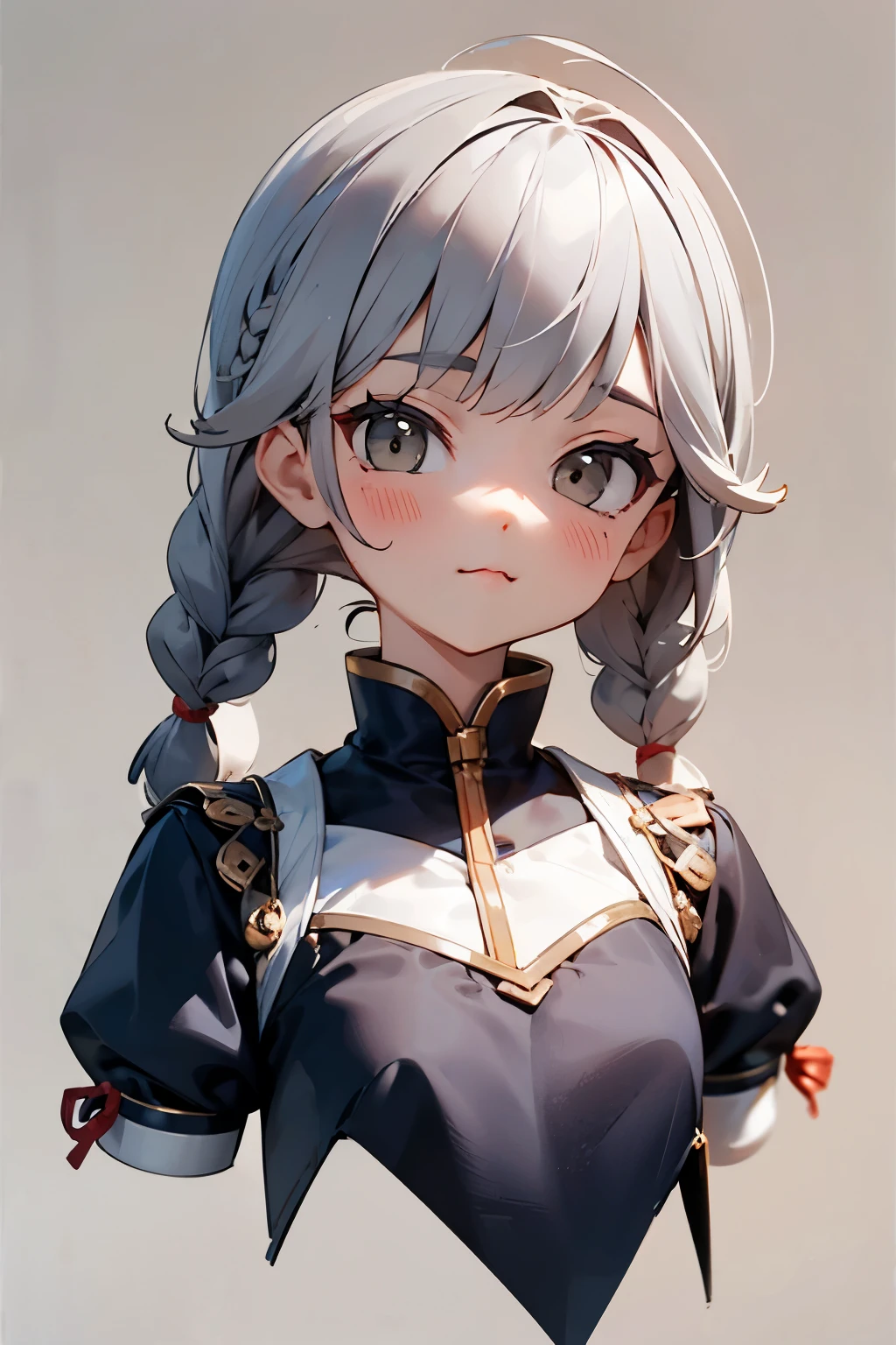 (No background), ((cute)), (Gray Hair), (Braid), ,