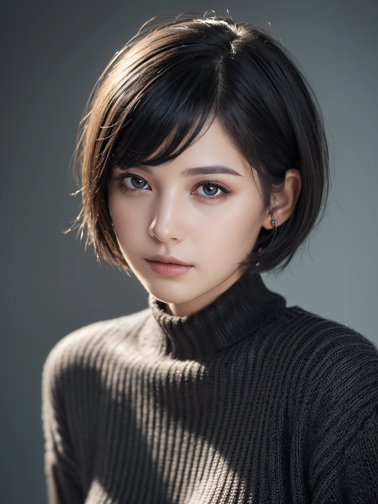 (masterpiece:1.3), (8k, photorealistic, RAW photo, best quality: 1.4), (1girl), beautiful face, (realistic face), (black hair, short hair:1.3), beautiful hairstyle, realistic eyes, beautiful detailed eyes, (realistic skin), beautiful skin, (sweater), absurdres, nsfw