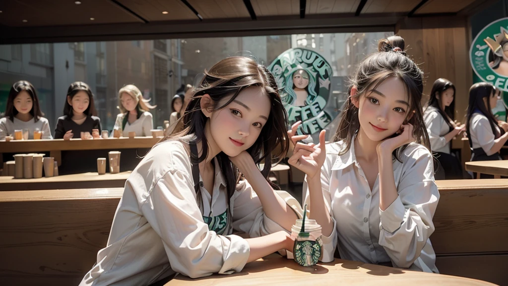 8K、RAW Photos、Highest quality、Super detailed、Super Resolution、Ultra HD、8K壁紙、Amazing details
(((Inside the Starbucks store)))、Woman sitting at a table by the window、16-year-old girl、((((Girls' High School Uniforms))))、((Eat cake、Drink coffee、smile))((Emphasize cleavage))
