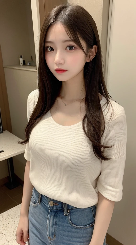 Tabletop, Highest quality, shape, Very detailed, finely, High resolution, 8k wallpaper, 完璧なダイナミックな構shape, Beautiful and exquisite, Nice spring clothes,Beautiful straight hair,Small breasts,Natural color lip, 20-year-old girl、cute、Always blur the background,Perfect and beautiful face,Beautiful and dense face、Slim face and figure,Big eyes、Putting on gal makeup,Actual Photos(Best image quality)、Fashion model posing、Full Body Shot、Change pose randomly、Randomly change the shooting angle and position、Summer Fashion