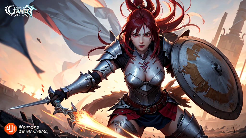 cover of a game, written CLT, Warrior woman in armor. 