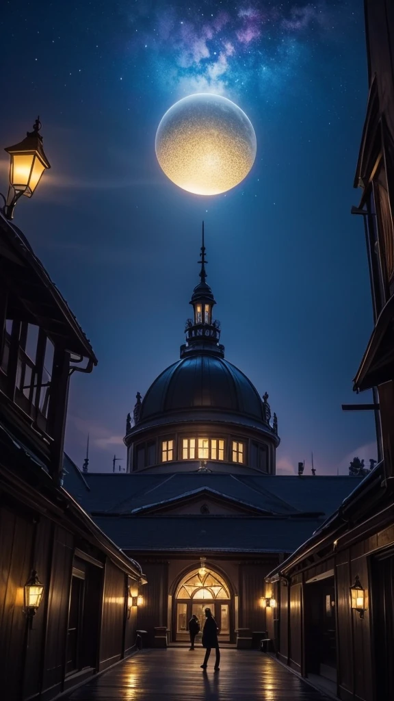 Glass dome, a woman Admiring the dome, illuminated fantasy city, light behind the woman, against light, hyper details, maximum resolution 32k ultra, UHD, masterpiece, exaggerated lights, fantasy city, art style,