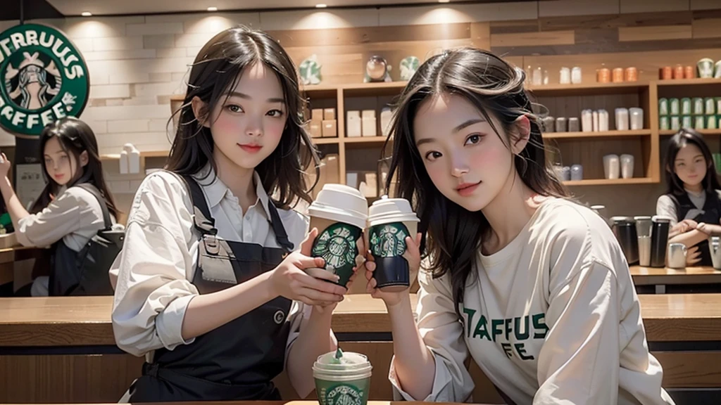 8K、RAW Photos、Highest quality、Super detailed、Super Resolution、Ultra HD、8K壁紙、Amazing details
(((Inside the Starbucks store)))、Woman sitting at a table by the window、、((((Girls' High School Uniforms))))、((Eat cake、Drink coffee、smile))((Emphasize cleavage))