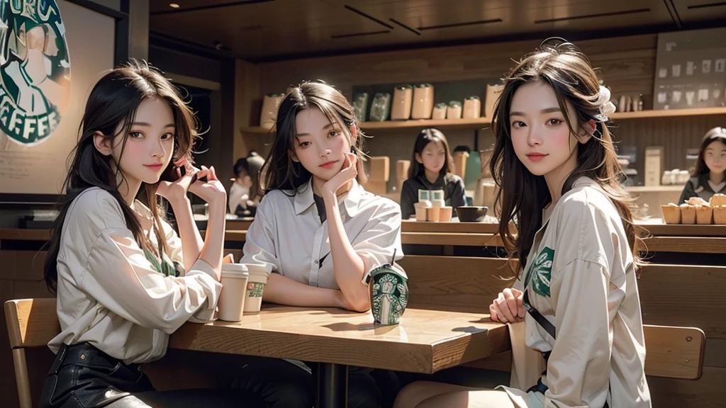 8K、RAW Photos、Highest quality、Super detailed、Super Resolution、Ultra HD、8K壁紙、Amazing details
(((Inside the Starbucks store)))、Woman sitting at a table by the window、16-year-old girl、((((Girls' High School Uniforms))))、((Eat cake、Drink coffee、smile))((Emphasize cleavage))