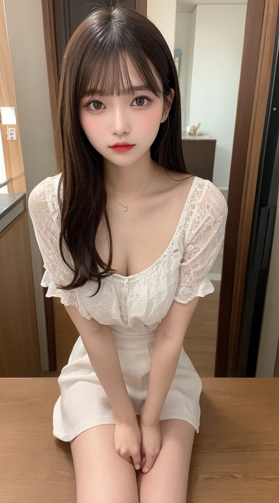 Tabletop, Highest quality, shape, Very detailed, finely, High resolution, 8k wallpaper, 完璧なダイナミックな構shape, Beautiful and exquisite, Nice spring clothes,Beautiful straight hair,Small breasts,Natural color lip, 20-year-old girl、cute、Always blur the background,Perfect and beautiful face,Beautiful and dense face、Slim face and figure,Big eyes、Putting on gal makeup,Actual Photos(Best image quality)、Fashion model posing、Full Body Shot、Change pose randomly、Randomly change the shooting angle and position、Summer Fashion
