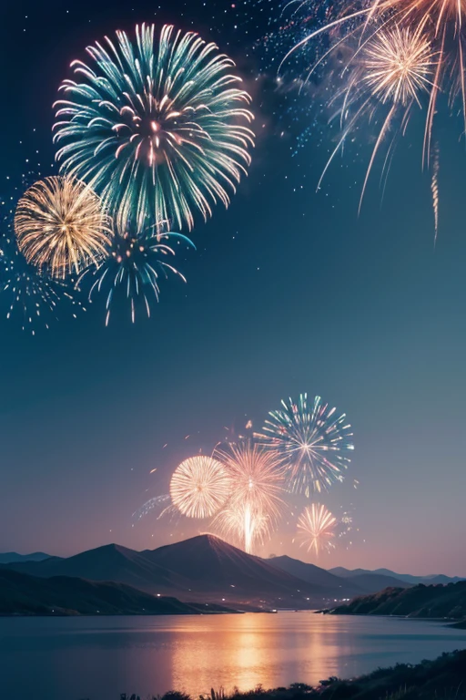Highest quality、Landscape painting、firework