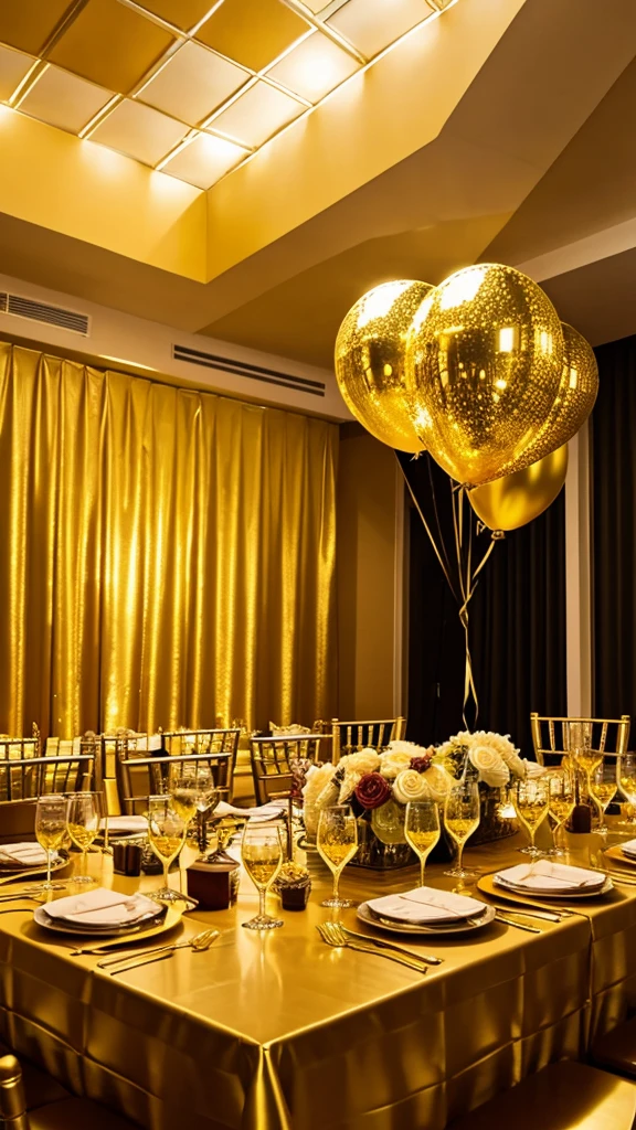Party decorations with golden light tone