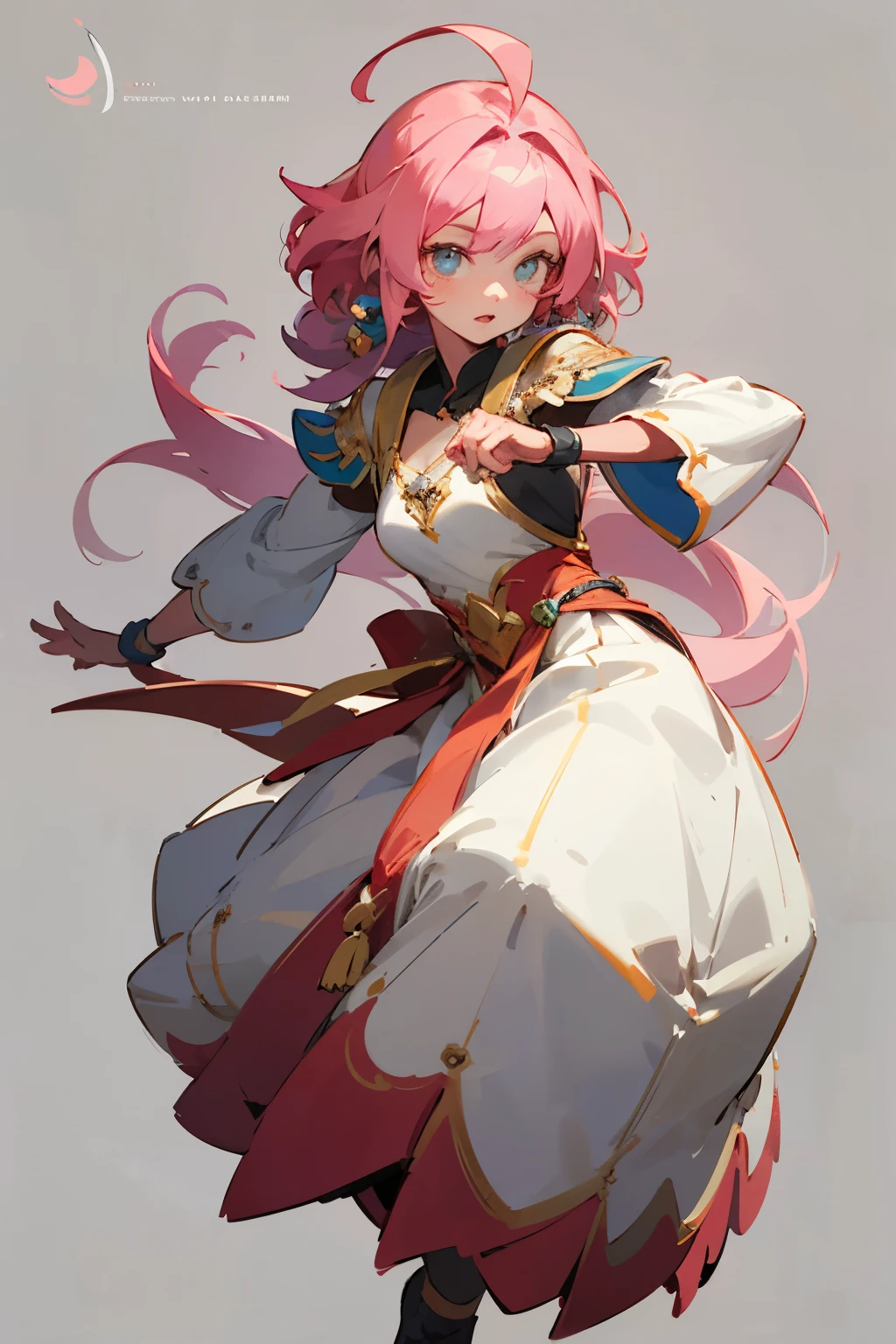 ((Highest quality)), ((masterpiece)), (detailed), One girl, background through,Dancer,Pink Hair,anime,Character portrait,whole body,semi-long,Fantasy,Confused eyes

