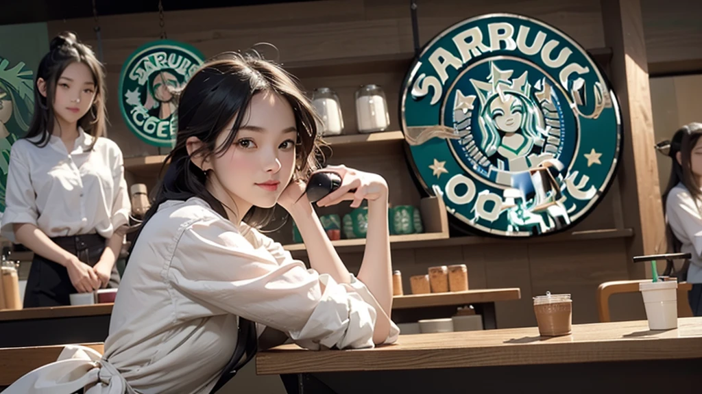 8K、RAW Photos、Highest quality、Super detailed、Super Resolution、Ultra HD、8K壁紙、Amazing details
(((Inside the Starbucks store)))、Woman sitting at a table by the window、16-year-old girl、((((Girls' High School Uniforms))))、((Eat cake、Drink coffee、smile))((Emphasize cleavage))