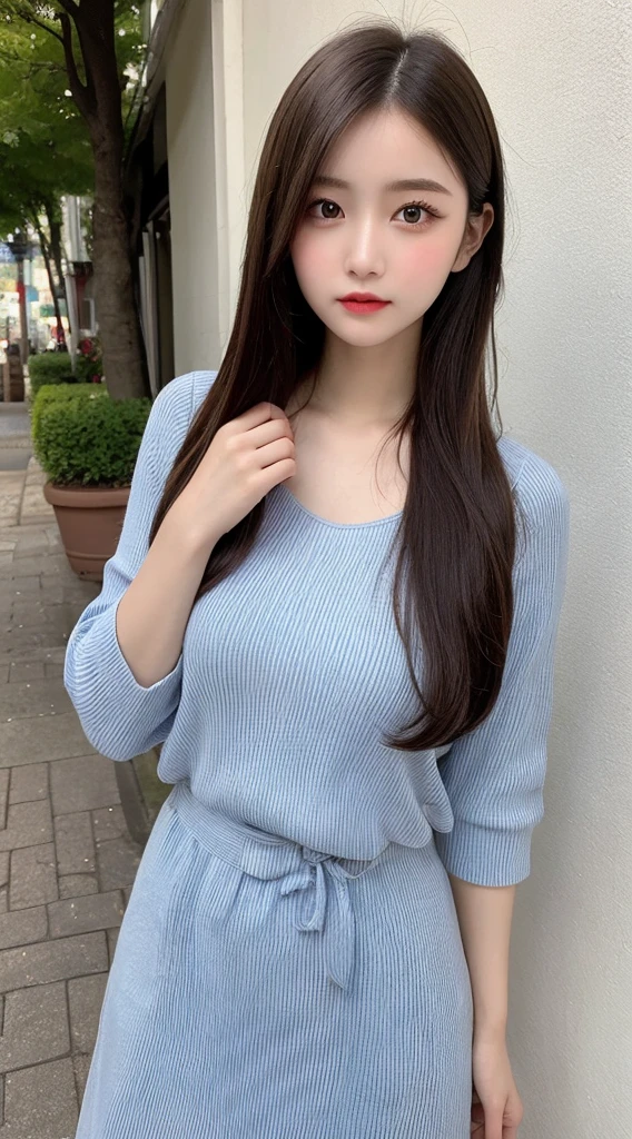 Tabletop, Highest quality, shape, Very detailed, finely, High resolution, 8k wallpaper, 完璧なダイナミックな構shape, Beautiful and exquisite, Nice spring clothes,Beautiful straight hair,Small breasts,Natural color lip, 20-year-old girl、cute、Always blur the background,Perfect and beautiful face,Beautiful and dense face、Slim face and figure,Big eyes、Putting on gal makeup,Actual Photos(Best image quality)、Fashion model posing、Full Body Shot、Change pose randomly、Randomly change the shooting angle and position、Summer Fashion