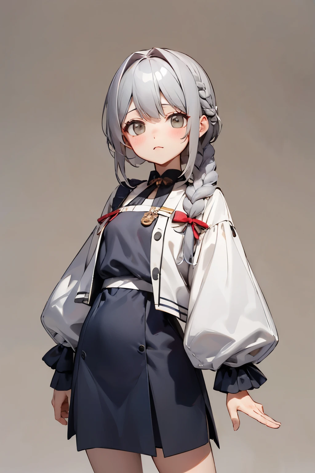 (No background), ((cute)), (Gray Hair), (Braid), , 