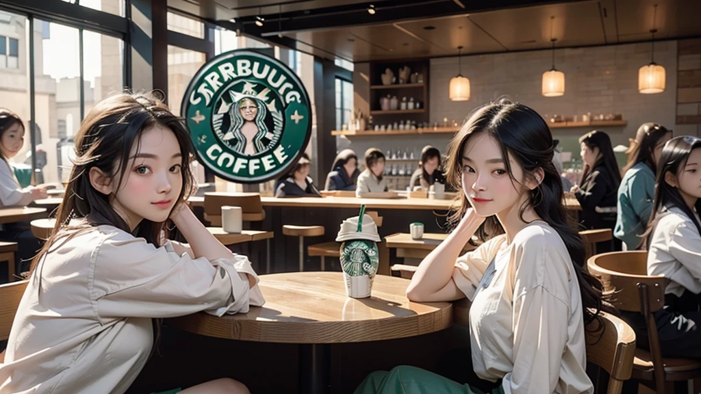 8K、RAW Photos、Highest quality、Super detailed、Super Resolution、Ultra HD、8K壁紙、Amazing details
(((Inside the Starbucks store)))、Woman sitting at a table by the window、16-year-old girl、((((Girls' High School Uniforms))))、((Eat cake、Drink coffee、smile))(((Emphasize cleavage)))