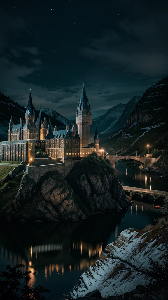 magical night at hogwarts, landscape