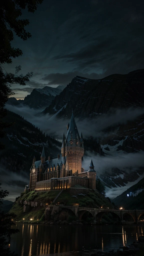 magical night at hogwarts, landscape