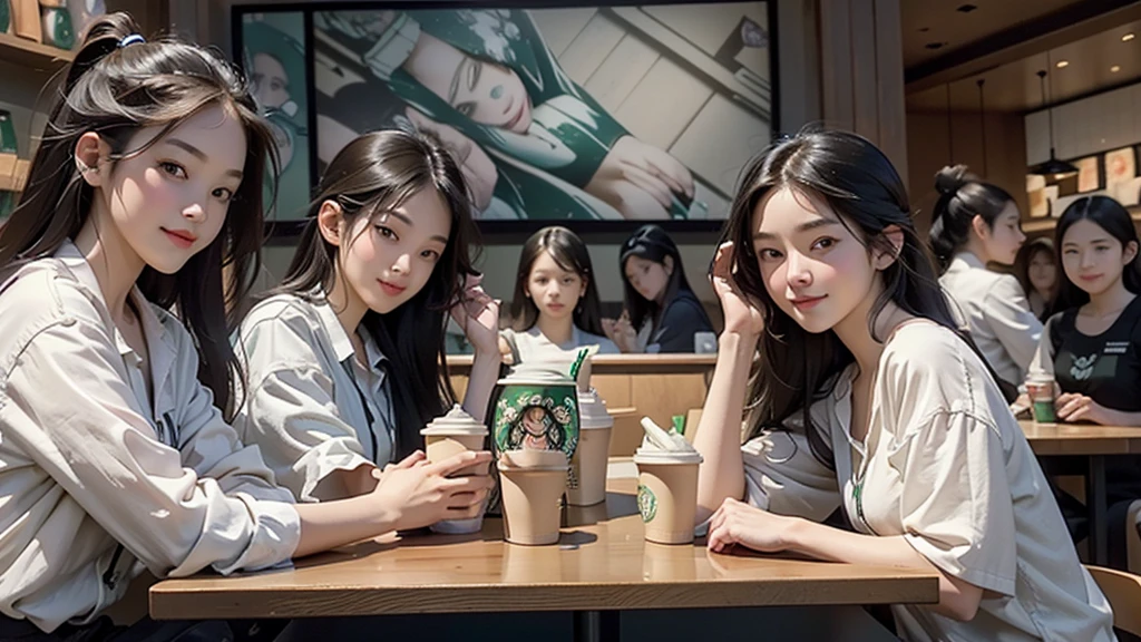 8K、RAW Photos、Highest quality、Super detailed、Super Resolution、Ultra HD、8K壁紙、Amazing details
(((Inside the Starbucks store)))、Woman sitting at a table by the window、、((((Girls' High School Uniforms))))、(((Eat cake、Drink coffee、smile)))(((Emphasize cleavage)))