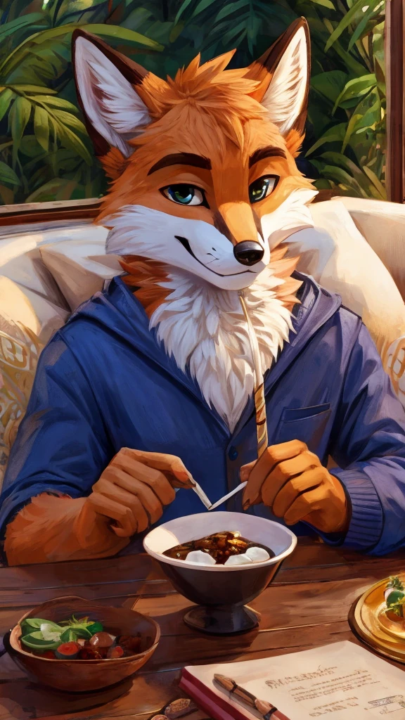 anthro male fox drinking JAVA