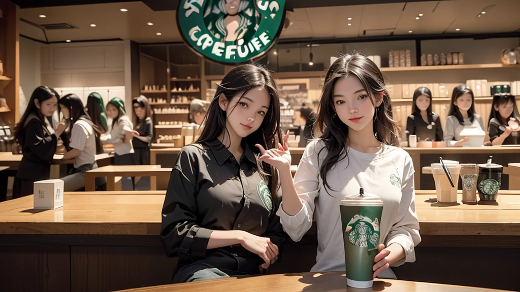 8K、RAW Photos、Highest quality、Super detailed、Super Resolution、Ultra HD、8K壁紙、Amazing details
(((Inside the Starbucks store)))、Woman sitting at a table by the window、16-year-old girl、((((Girls' High School Uniforms))))、(((Eat cake、Drink coffee、smile)))(((Emphasize cleavage)))