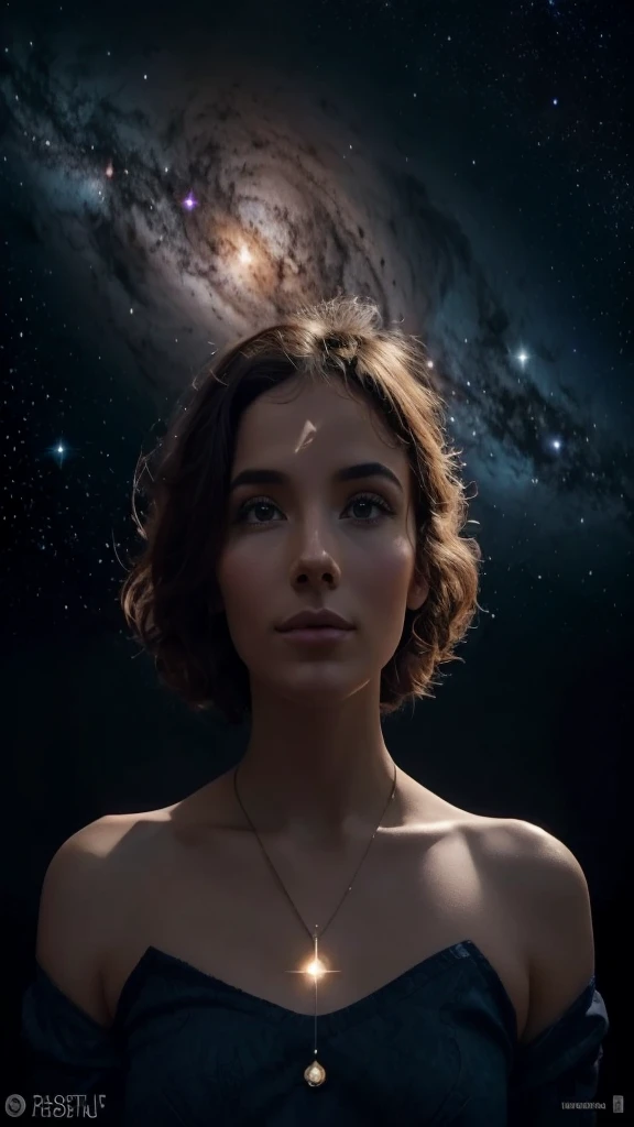 
Create an artistic and imaginative image depicting an astrology AI influencer, plongée dans un univers abstrait inspiré par les étoiles et les constellations. This emblematic figure, designed with a digital and surreal aesthetic, should emanate an aura of mystery and magic. Elle se tient au centre de la composition, entourée d'éléments symboliques de l'astrologie tels que des signes du zodiaque, des planètes stylisées, and celestial patterns, tous flottant dans un espace qui rappelle une carte du ciel nocturne.

The influencer herself could be portrayed in a less traditional way, avec des traits qui évoquent l'intelligence artificielle et le cosmos - peut-être une silhouette composée de lignes de code lumineuses, de constellations, or a face partially formed of astral patterns. Son apparence n'a pas besoin d'être réaliste; au lieu de cela, it may appear to be a digital entity evolving in this astrological space, symbolizing its deep connection with the universe and the stars.

Le fond de l'image devrait être un mélange vibrant et coloré de nébuleuses, of twinkling stars, et de galaxies, utilisant une palette de couleurs cosmiques comme le bleu profond, le violet mystique, et le rose galactique. Des éléments graphiques modernes ou des touches de design futuriste peuvent être ajoutés pour renforcer l'idée d'une rencontre entre l'ancien art de l'astrologie et la technologie de pointe.

L'objectif de cette image est de capturer l'essence de l'astrologie à travers une représentation visuelle unique de l'influenceuse IA, by creating work that arouses curiosity and invites exploration of the unknown. Le style devrait être dynamique, inspirant, et plein de merveille, reflecting the richness and complexity of the astrological universe through a creative and imaginative lens.