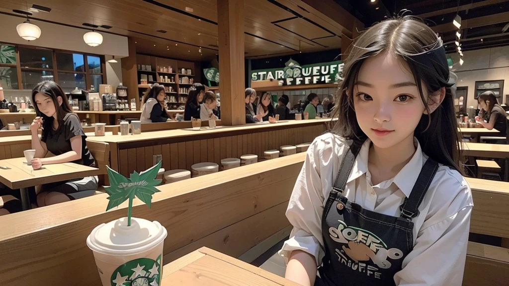 8K、RAW Photos、Highest quality、Super detailed、Super Resolution、Ultra HD、8K壁紙、Amazing details
(((Inside the Starbucks store)))、Woman sitting at a table by the window、16-year-old girl、((((Girls' High School Uniforms))))、(((Eat cake、Drink coffee、smile)))(((Emphasize cleavage)))