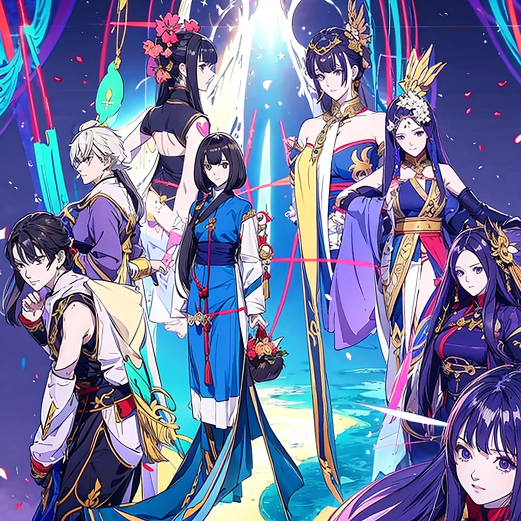 Draw anime fate grand order, divided into 7 channels, 7 classes, 7 characters, Thai theme.