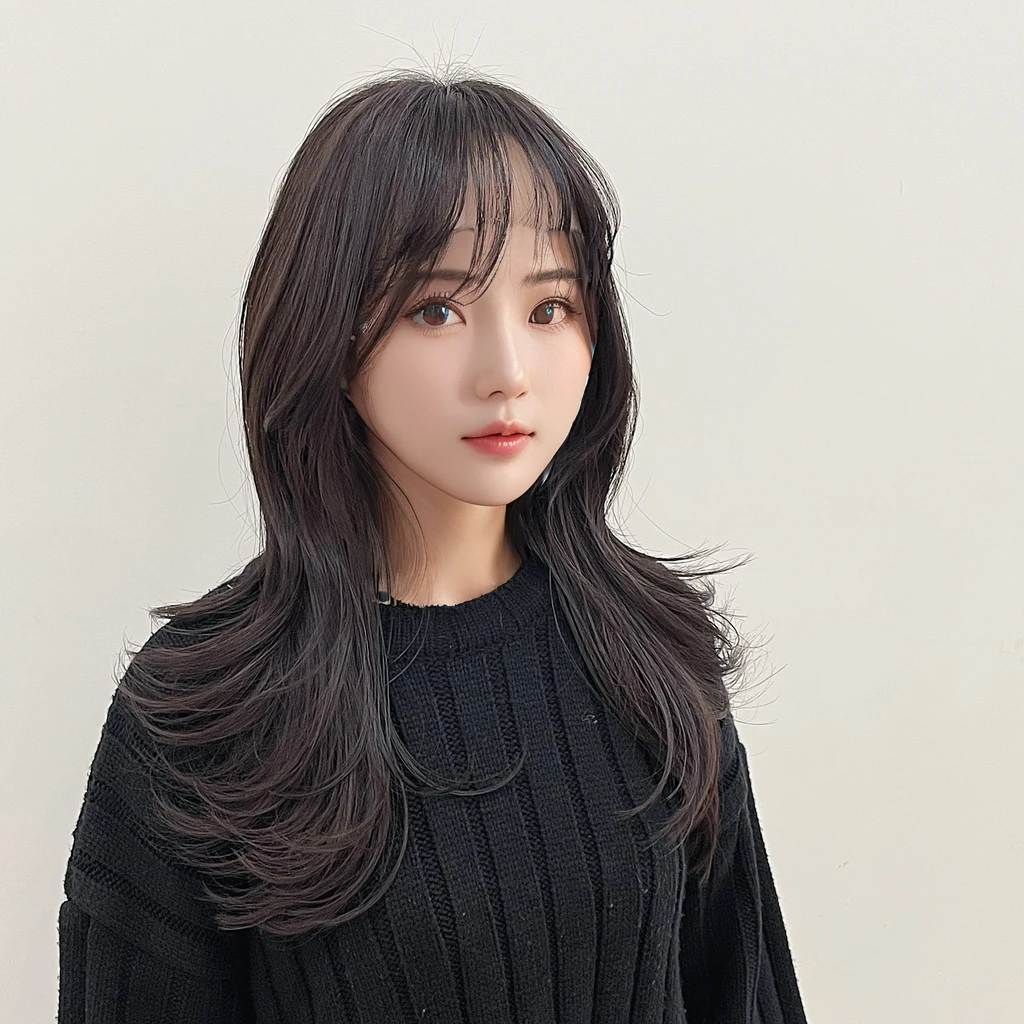 Best Quality, 8k, Masterpiece, (Portrait: 1.3), (photo realistic:1.4), (hyper realistic:1.4), Sharp Focus, looking at viewer, (smoother lighting:1.1), (increase cinematic lighting quality:0.9), realistic lighting, backlighting, light on face, ray trace, (brightening light:1.2), (Increase quality:1.4), sharp detail, (best quality real texture skin:1.4), finely detailed eyes, black_eyes, finely detailed face, 25 year old Korean woman