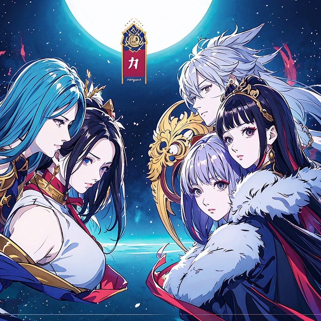 Draw anime fate grand order, divided into 7 classes, 4 male characters and 3 female characters, Thai theme.