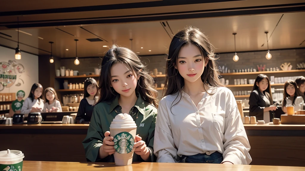 8K、RAW Photos、Highest quality、Super detailed、Super Resolution、Ultra HD、8K壁紙、Amazing details
(((Inside the Starbucks store)))、Woman sitting at a table by the window、16-year-old girl、((((Girls&#39; High School Uniforms))))、(((Eat cake、Drink coffee、smile)))((((Emphasize cleavage))))
