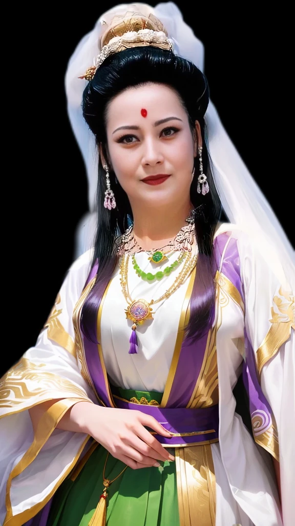 Wearing a purple and green dress、Arav woman wearing gold and red necklace, A young woman plays, ancient Chinese Princess, Portrait of a Modern Darna, Chinese Princess, Beautiful fantasy queen, Chinese Goddess, Chinese Queen, Inspired by trees, White Hanfu, Inspired by Guillaume, heise-lian yan fang
