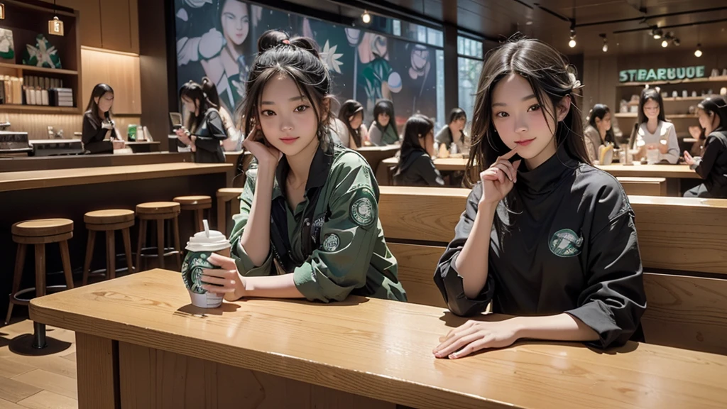 8K、RAW Photos、Highest quality、Super detailed、Super Resolution、Ultra HD、8K壁紙、Amazing details
(((Inside the Starbucks store)))、Woman sitting at a table by the window、16-year-old girl、((((Girls&#39; High School Uniforms))))、(((Eat cake、Drink coffee、smile)))(((((Emphasize cleavage)))))
